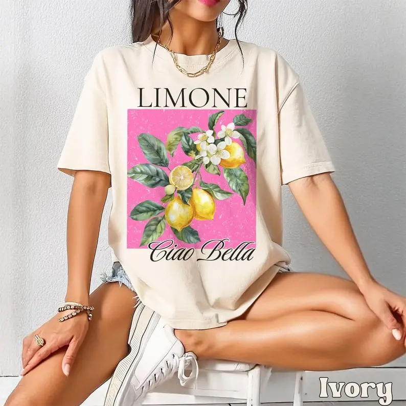 Comfort Colors® Watercolor Lemons Shirt, Limone & Lemon Blossoms T-shirt, Trendy Citrus Fruit Tee Cute Pink Botanical Shirt Lemon Lover Gift