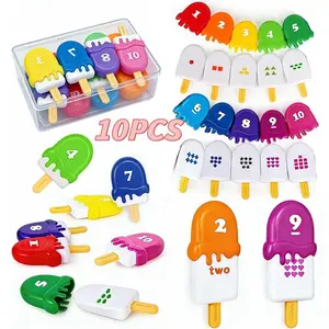 10pcs Digital Learning Toy, Alphabet Ice Lolly Animal Matching Toy, Montessori Preschool Educational Toys, Math Learning Tools for Kids