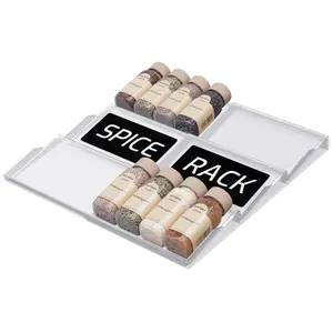 LEVANI Spice Drawer Organizer – 3 Large Tiers, Anti-Slip Grips, Narrow to Standard Drawer Size - Expandable from 8 – 15 inches Wide, Clear Durable Acrylic Spice Rack, No Sliding in Kitchen Drawers