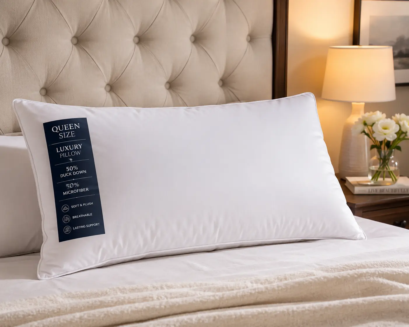 Duck Down Queen Pillow — 50% Down Blend