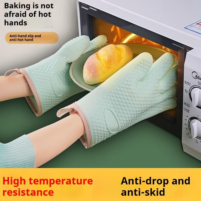 2pcs Set, A Pair of Thickened Heat-Resistant Oven Mitts, Non-Slip Silicone Gloves, Breathable Kitchen Oven Mit 2pcs Set, A Pair of Thickened Heat-Resistant Oven Mitts, Non-Slip Silicone Gloves, Breathable Kitchen Oven Mit