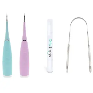 OnlySmiles Kit - Includes Ultrasonic Cleaner, Whitener & Tongue Scraper - Eliminate Yellowing, Stubborn Stains