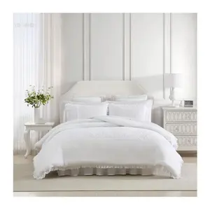 Laura Ashley Ey elet Ruffle Mic rofiber White T win Comforter S