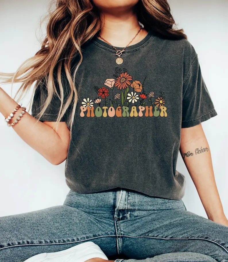 Wildflowers Photographer Shirt, Gift For Photographer Gifts, Camera T-Shirt, Photography Lover Tee, Photography T Shirt, Comfort Colors