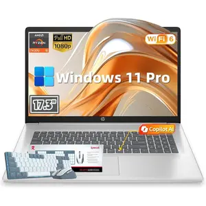 HP 17 inch Laptop Business, AMD Ryzen 5 7430U 6-Core Processor (Beats i7-11th Gen), 32GB RAM & 1TB SSD, Windows 11 Pro, AI Copilot Ready, Full Numeric KB, 17.3" FHD IPS Display