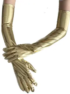 Women's extra-long patent leather sexy stretch gloves opera costume cosplay outfit dark gloves