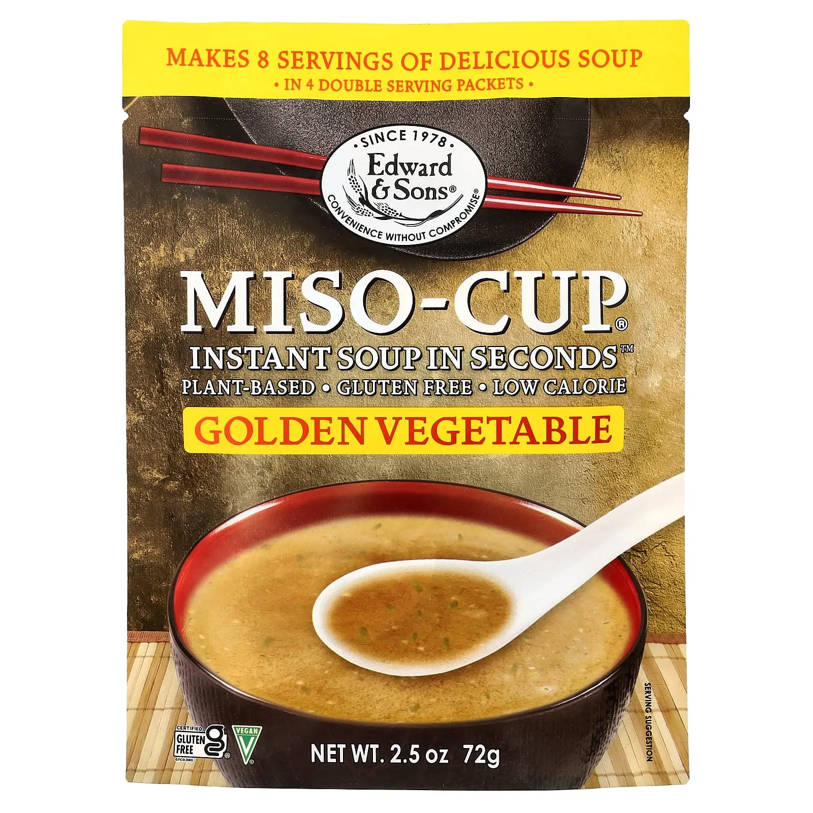 Edward & Sons Instant Miso-Cup®, Golden Vegetable , 4 Envelopes, 2.5 oz (72 g)