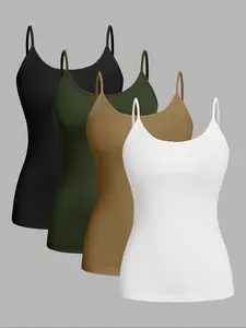 【Plus Size】 Solid Color Cami Top, Casual Fit Sleeveless Top for Summer, Women's Plus Clothing for Daily Wear