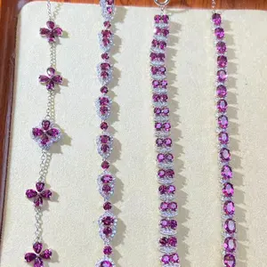 Natural Pyrope Garnet Bracelet | 925 Sterling Silver | Purple Gemstone Jewelry for Women