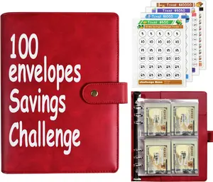 100 Envelopes Money Saving Challenge Binder Fun and Easy Savings System to Save $5,050, $10,000 $500, $1,000 A5 Budget Binder Planner Book Tracker with Cash Envelopes Guide Red