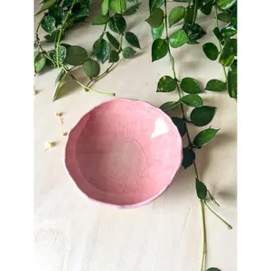 pink stitched grid trinket dish