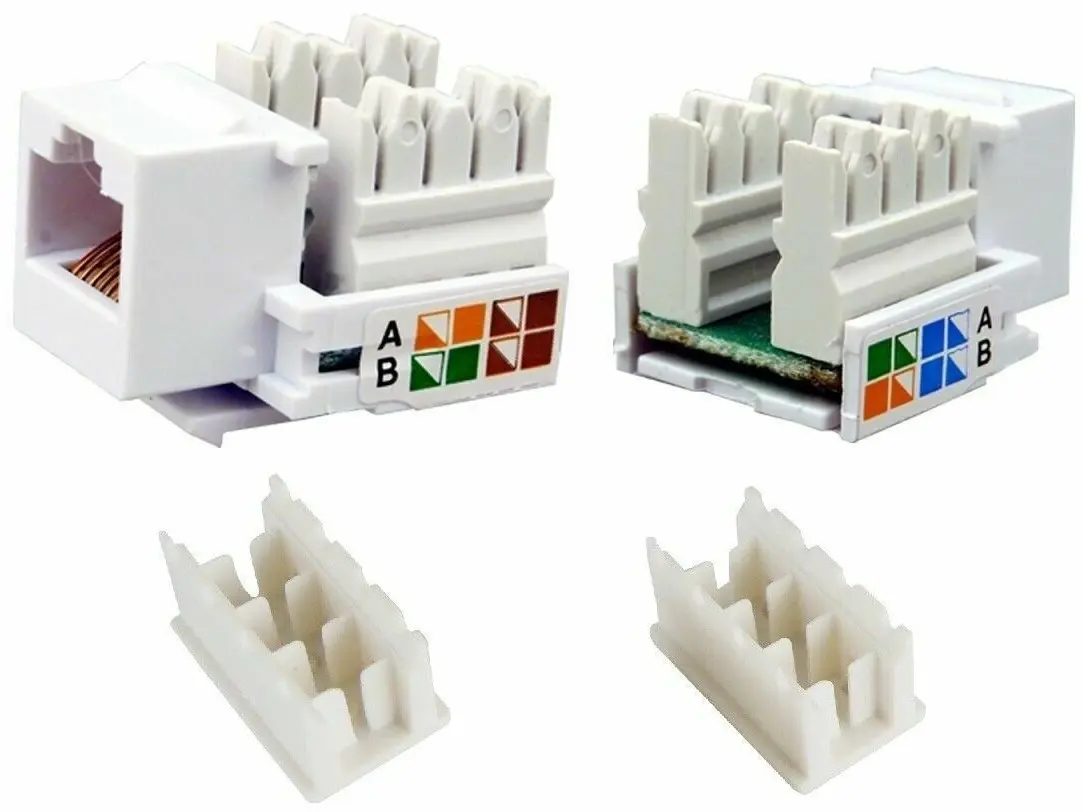 5 Pcs lot Keystone Jack Cat5e White Network Ethernet 110 Punch down 8P8C RJ45