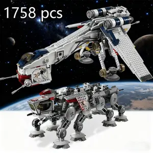 1758 Pcs Republic Dropship with At-Ot Walker Building Block Toy Set, Construction Building Blocks, Detailed Design, Perfect Gift for Kids, Durable Construction