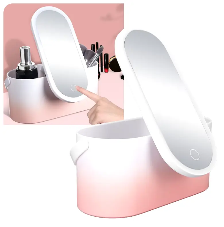 Labida Beauty Portable Makeup Box with Rechargeable LED Vanity Mirror, Adjustable Temperature, Travel-Friendly Organizer with Storage for Essentials