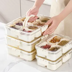 Portable Eight-Compartment Spice Storage Box Kitchen Spice Sealed Jar with Lid Storage Container - Durable Multi-Functional Fresh-Keeping Drainer, Suitable for Home Use, Camping, Meal Prep, and Vegetable Storage