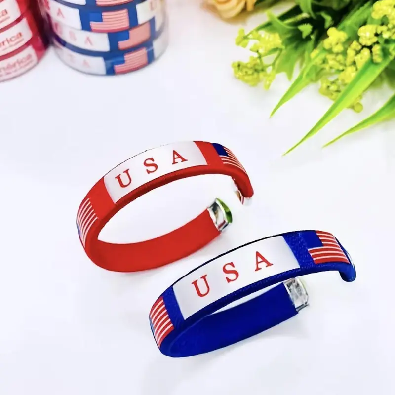Unisex Flag Wristband Bracelets - Polyester Woven Fabric, Adjustable Fit, Casual Bracelet for Festivals & Daily Wear, Easy Friend Gift, 1×7×8 cm Fashion Accessory