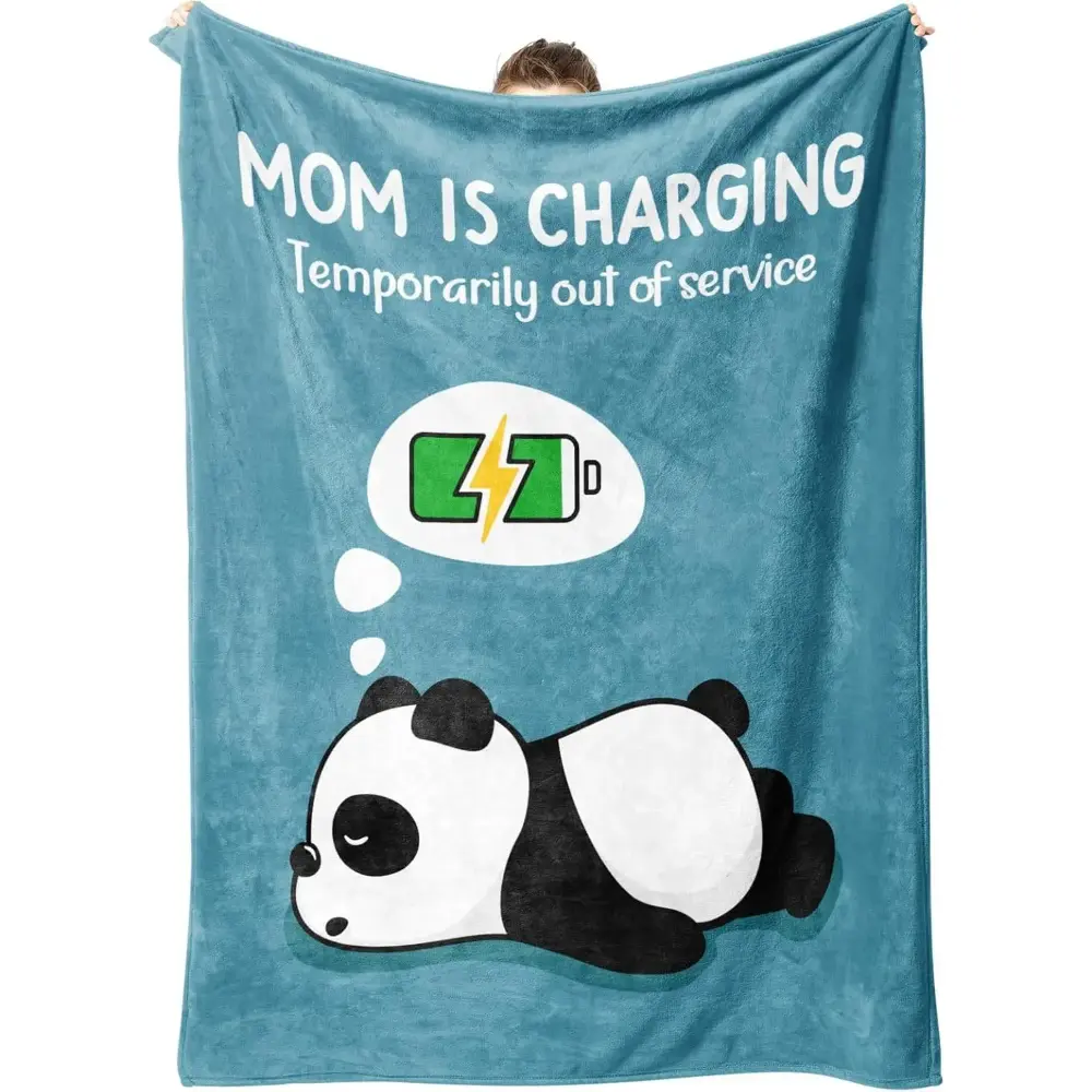 Blue Funny Gifts for Mom Birthday Valentines Day, Mom is Charging Blanket New Moms Gifts for Women, Super Soft Blanket Throw for Napping Travel, Colorful Design