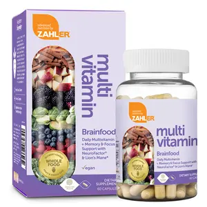 Zahler Multivitamin Brainfood - Daily Supplement with NeuroFactor & Lion's Mane Mushroom for Cognitive Function & Memory - 60 Capsules - Vegan, Organic, US Formulated - Energy Antioxidants Probiotics