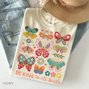 Comfort Colors Be Kind To All Kinds Boho Floral TShirt, Flowers , Inspirational, Kindness, trendy t-shirts, graphic tees women, western outfits, Top Gift For Women, Cotton Fablic	