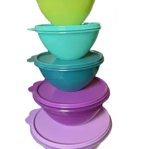 Tupperware Wonderwall Set of Five Pieces - Colorful Stackable Bowls with Lids for Kitchen Organization