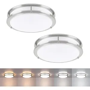 2Pack 13 Inch Oval LED Ceiling Lights, LED Flush Mount Light Fixture, 23W, 2700K/3000K/3500K/4000K/5000K Adjustable, Brushed Nickel Ceiling Mount Light Fixture for Bedroom Kitchen Bathroom