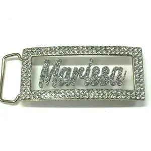 Adjustable Custom Belt Buckle – Personalized Laser Engraved Bling Rhinestone Nameplate, Hip Hop Style Name Buckle, Gift for Women, Any Name