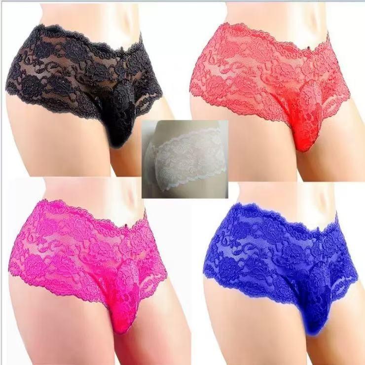2026  Sexy Colorful Lace Underwear, Breathable Stylish Boxer Briefs for Nightclub, Stage Performance and Daily Wear, Romantic Novelty Gift for Husband, Boyfriend and Special Bedtime Surprise