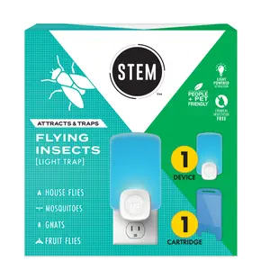 STEM Light Trap, Attracts and Traps Flying Insects, Emits Soft Blue Light, [Includes Starter Kit with 1 Light Trap and 1 Cartridge]