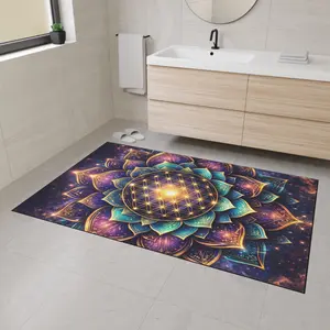 Sacred Geometry Lotus Floor Mat | Cosmic Mandala Rug