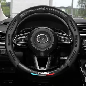 37.5cm Car Steering Wheel Cover, Carbon Fiber Leather, Anti-Slip, Fashionable, for Mazda 3, Cx-3, Cx-4, Cx5, Cx-7, M3, M6, Mp, Skyactiv, Biante, BT-50, Cx-30