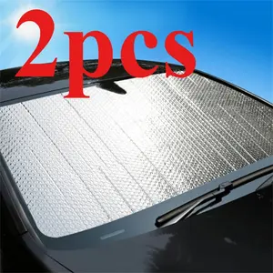 2pcs Portable Car Sun Visor Reflector Foldable Car Front Windshield Breathable UV Resistant Sunscreen and Cooling Foldable Car Windshield Sunshade