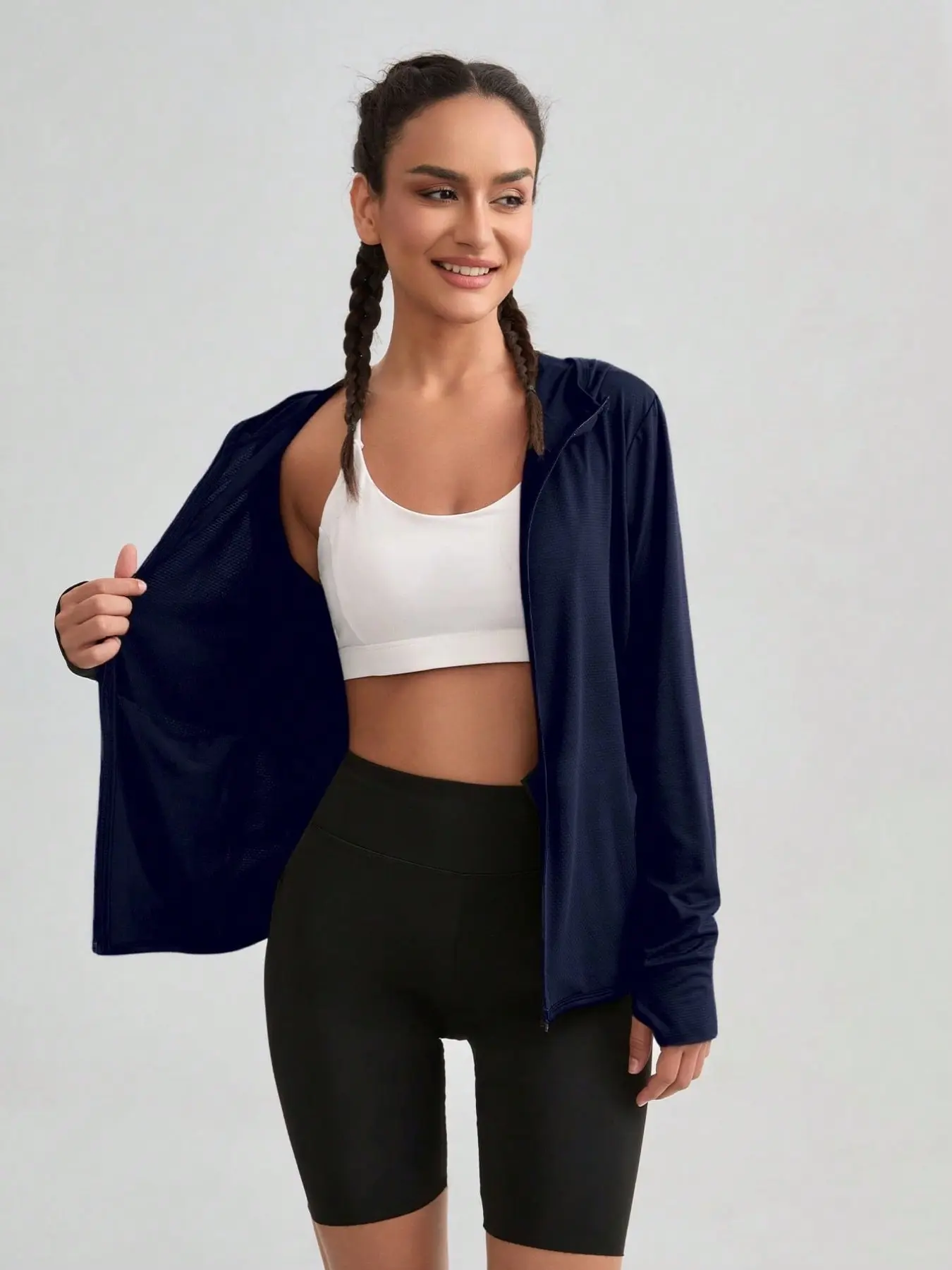 Women's Upf50+ Ultra-Thin Sun Protection Jacket Long Sleeve UV-Resistant Single Layer Skin-Friendly Windbreaker Outdoor Sports Coat Lightweight Sports Jacket