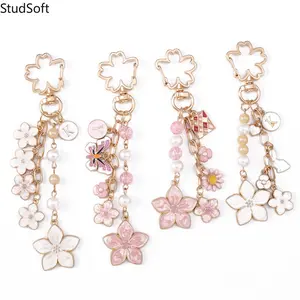 New Best-Selling Butterfly & Cherry Blossom Keychain — Personalized, Stylish Floral Key Ring & Bag Charm