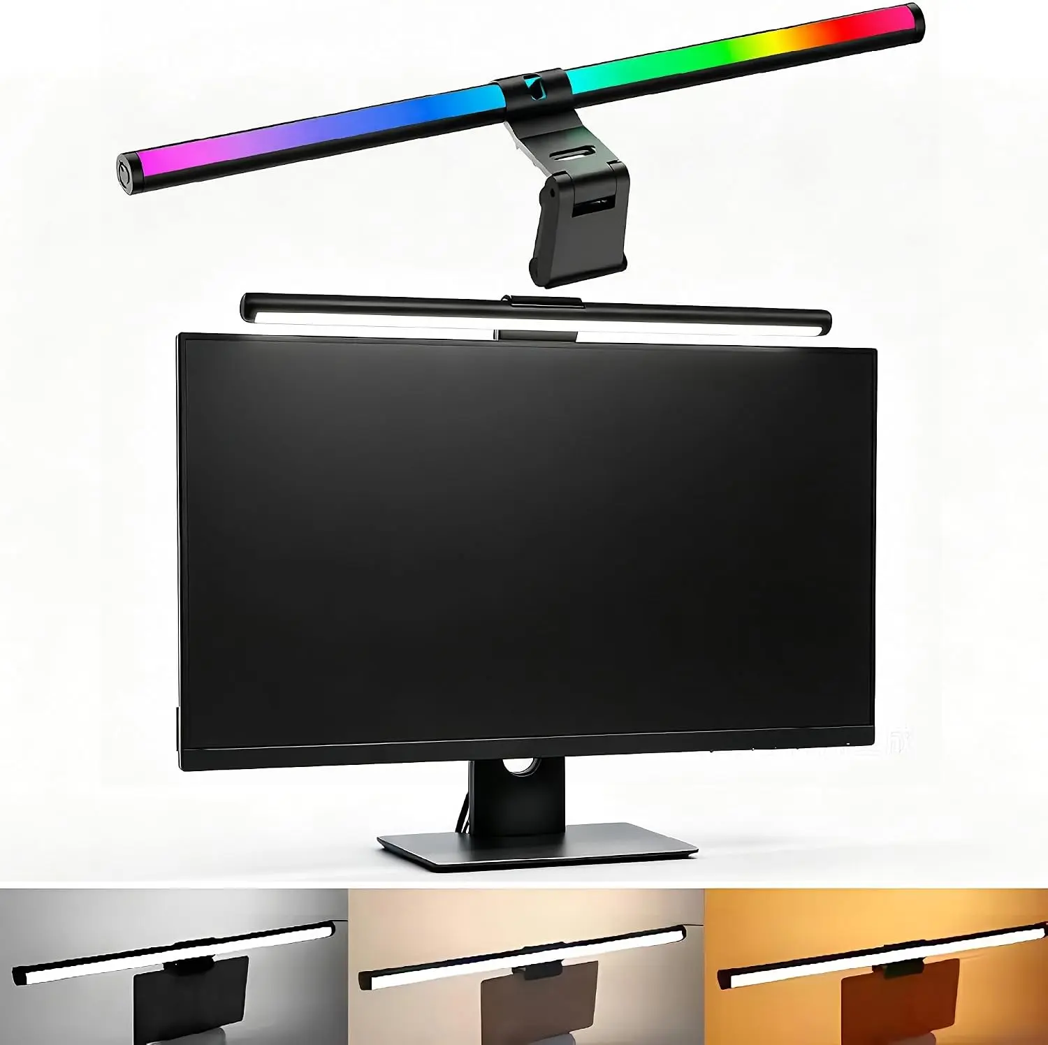 RGB LED Monitor Light Bar - USB-Powered Eye Care Lamp for PC/Laptop Screens, Touch Control, Dimmable, Dual-Sided LED, ABS, Indoor Lighting, Consistent Lighting, Home Office Desk Accessories, RGB Backlight