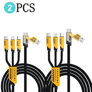 240W Fast Charging Cable, 1pc Durable Multipurpose 3 in 1 PD USB Cable, Nylon Braided PD USB Cable, Suitable for Type-C Micro iOS Interface