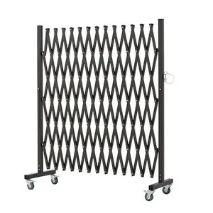 GYMTIME Metal Expandable Barricade, Portable Safety Barrier with Casters, Mobile Folding Security Gate, Adjustable Traffic Temporary Fence, 11.5 Feet, 61 Inch High, Brown