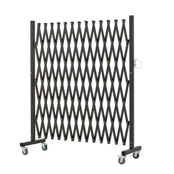 GYMTIME Metal Expandable Barricade, Portable Safety Barrier with Casters, Mobile Folding Security Gate, Adjustable Traffic Temporary Fence, 11.5 Feet, 61 Inch High, Brown