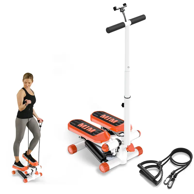 Mini Steppers for Exercise at Home with Resistance Bands 330LBS Loading Capacity Adjustable Height Dual Hydraulic Drive Portable Cardio Equipment for Full Body Workout - Led Monitor