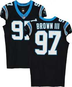 Bobby Brown III Carolina Panthers Game-Used #97 Black Jersey vs. Los Angeles Rams on January 10, 2026