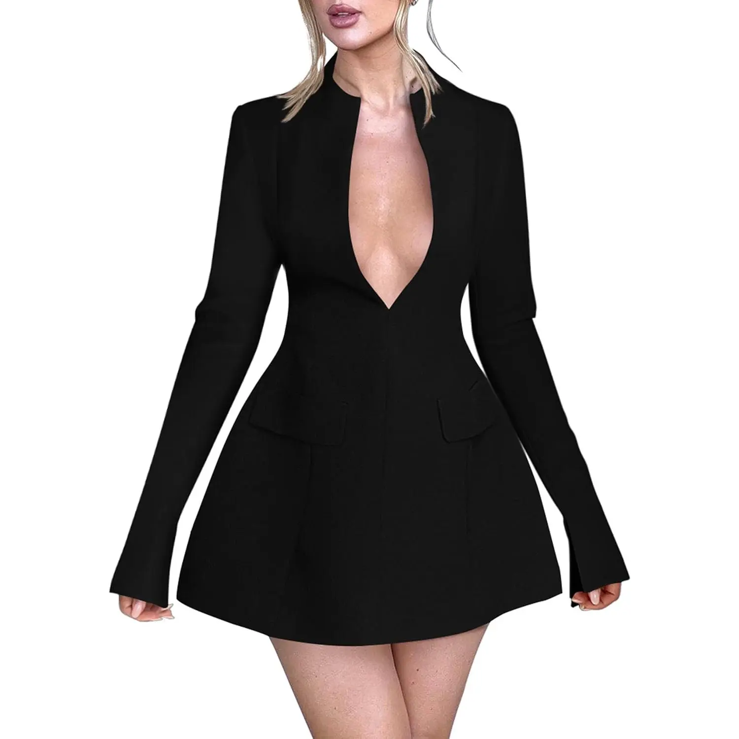 Women's Sexy Long Sleeve Deep V Neck A-Line Mini Party Cocktail Dress - TikTok Shop Women's Sexy Long Sleeve Deep V Neck A-Line Mini Party Cocktail Dress - TikTok Shop
