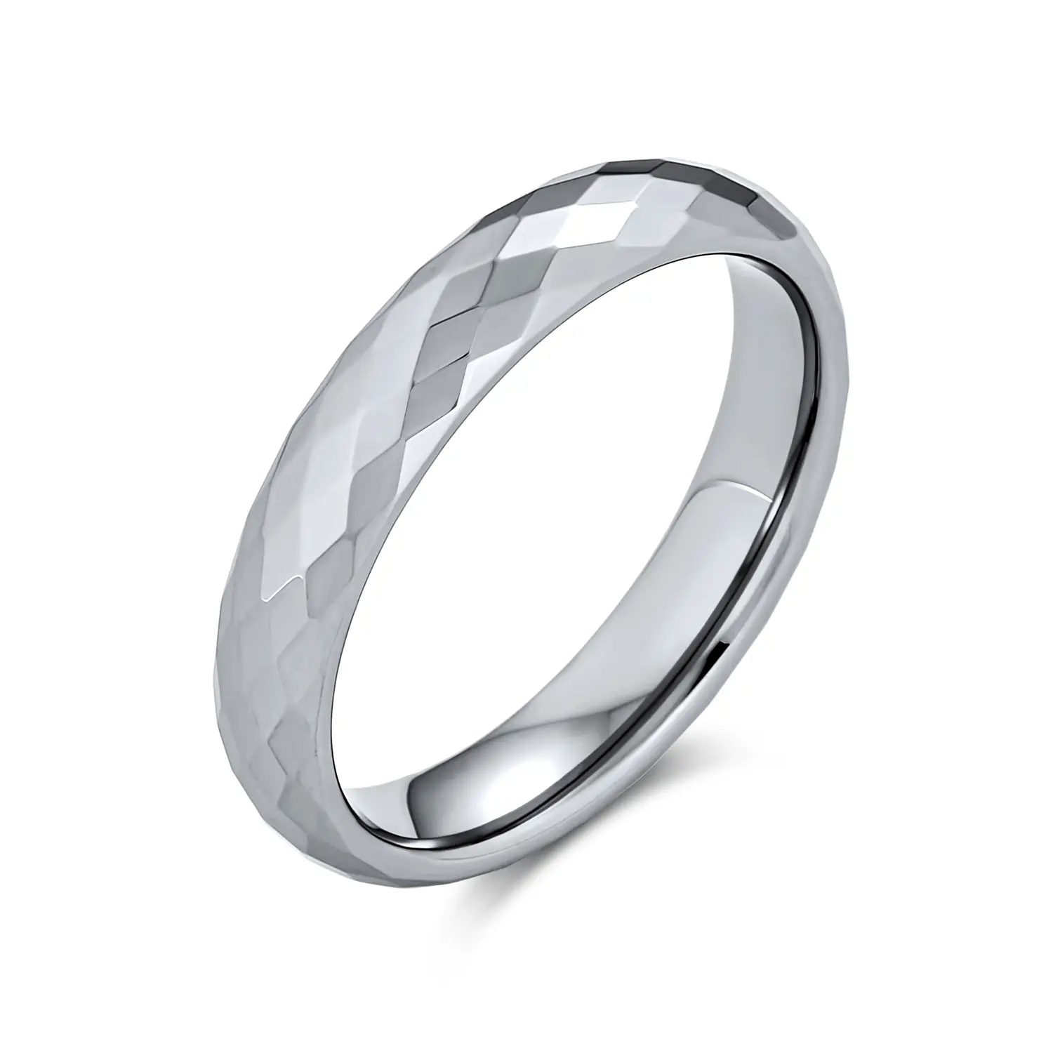 Multi Faceted Diamond-Cut Wedding Band Rings Titanium Comfort Fit 4MM