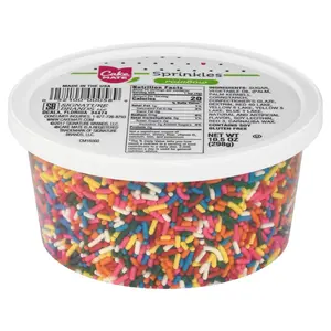 Rainbow Sprinkles Jimmies Dessert Topping for Baking Ice Cream Cookies Donuts Resealable Tub 10.5oz
