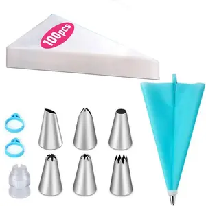 Piping Bags Set, 100PCS 12 Inch Cake Decorating Kit, Perfect for Frosting, Cupcakes, Baking & DIY Dessert Making