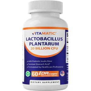 Vitamatic Lactobacillus Plantarum - 20 Billion per DR Capsule - 60 Count - Digestive Support - Made with Prebiotic Inulin Fiber