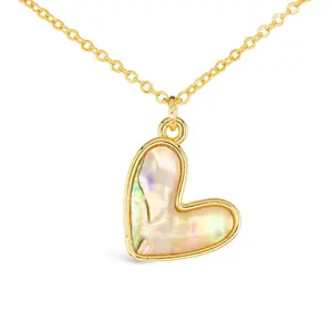 Gold Abalone Heart Necklace
