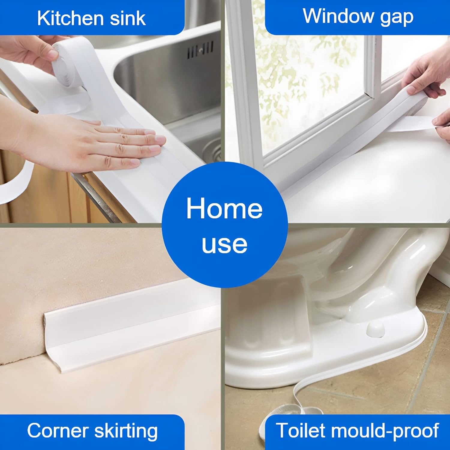 Waterproof Self Adhesive Caulk Tape – 1.5" x 10.5Ft PVC Silicone Sealing Strip for Bathroom Bathtub Kitchen Toilet Wall Windows, Stop Leaks, Cover Gaps, Edge Sealer Waterproof Self Adhesive Caulk Tape – 1.5" x 10.5Ft PVC Silicone Sealing Strip for Bathroom Bathtub Kitchen Toilet Wall Windows, Stop Leaks, Cover Gaps, Edge Sealer