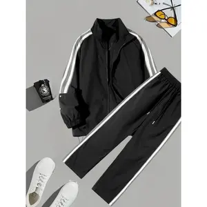 2 Pieces Men's Sportswear Suit, Embroidery Pattern Long Sleeve Full Zip Sweatshirt and Drawstring Sport Pants Suit Suit Gym Jacket Workout Gym Clothing
