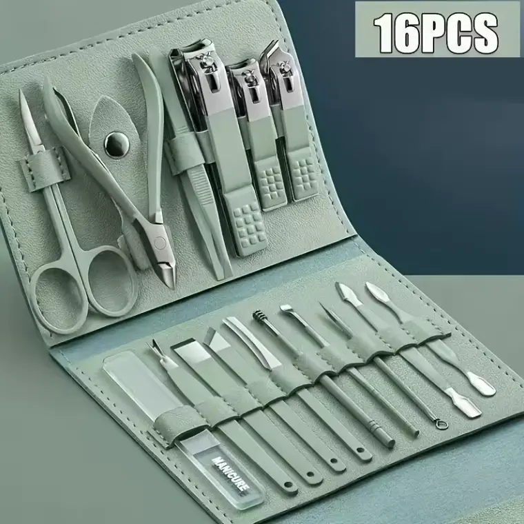 16/12/4 pcs Professional Nail Clippers and Cuticle Nippers Set with Travel Case Manicure Set Pedicure Sets Nail Clippers