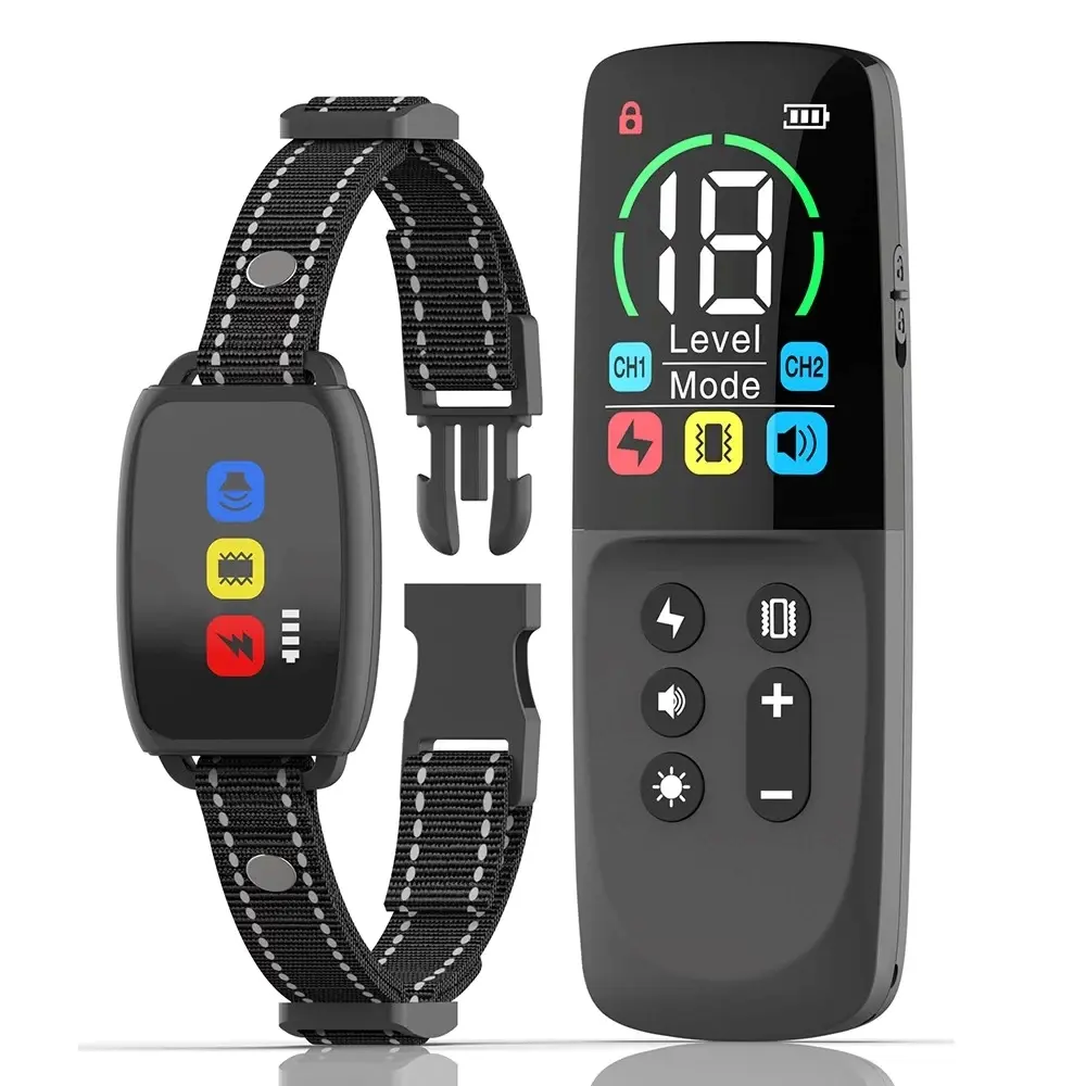 Black Heaflex 4-in-1 Dog Training Collar – Electric Shock,Vibration,Buzzer & LED Light – 800m Range,IPX7 Waterproof,TP-C Rechargeable Low Voltage – Anti-Bark,Anti-Bite – Safety Lock – Professional Trainer Choice