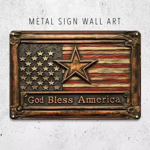 Vintage American Flag Wall Art, Durable Wall Decor, Wall Decor for Home Garden, Ideal for Memorial Day/Independence Day, Artistic Decoration, Ornaments, Bold Patriotic Artwork